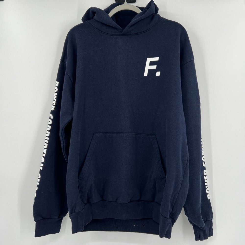 FACT. Color Bar Hoodie Sweatshirt Men's sz XL Navy Blue "Power Corruption Chaos"
